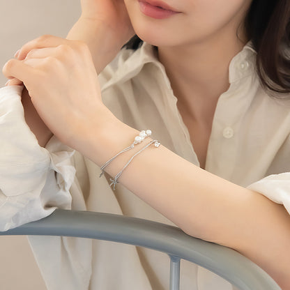 ブレスレット ANTI SHOCK 静電気軽減 ニッケルフリー メタル バブル パール ストーン ラメ糸 2本セット ゴムブレスレット