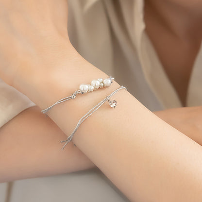 ブレスレット ANTI SHOCK 静電気軽減 ニッケルフリー メタル バブル パール ストーン ラメ糸 2本セット ゴムブレスレット