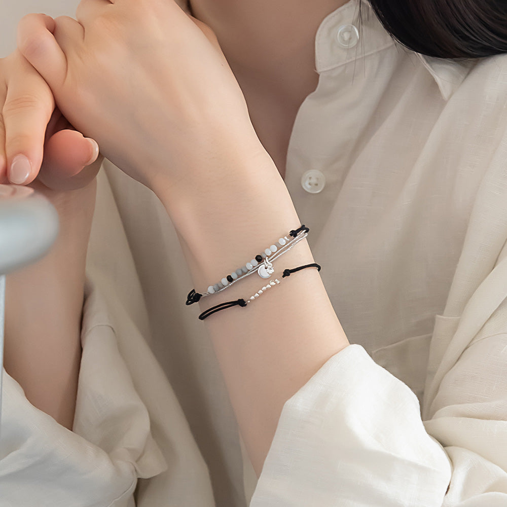 ブレスレット ANTI SHOCK 静電気軽減 ニッケルフリー メタル サークル ボール ビーズ マルチカラー ラメ糸 3本セット ゴムブレスレット