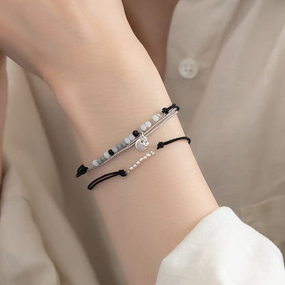 ブレスレット ANTI SHOCK 静電気軽減 ニッケルフリー メタル サークル ボール ビーズ マルチカラー ラメ糸 3本セット ゴムブレスレット