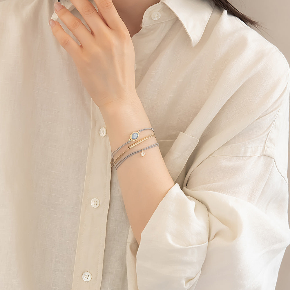 ブレスレット ANTI SHOCK 静電気軽減 ニッケルフリー メタル ステック オーバル オーロラ ストーン ラメ糸 3本セット ゴムブレスレット