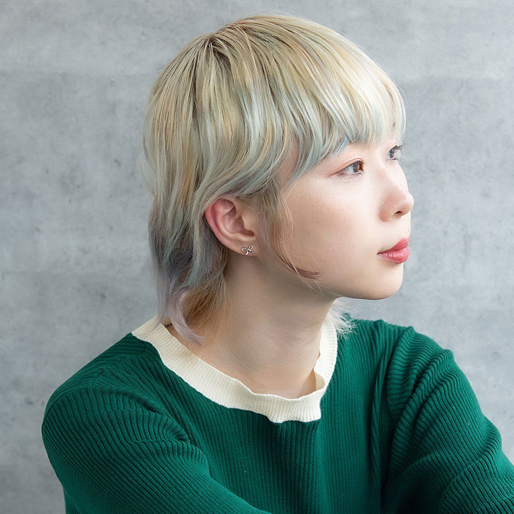 ボディピアス アシンメトリー リボン ストレートバーベル ネジ式 サージカルステンレス 14G 【1個販売】