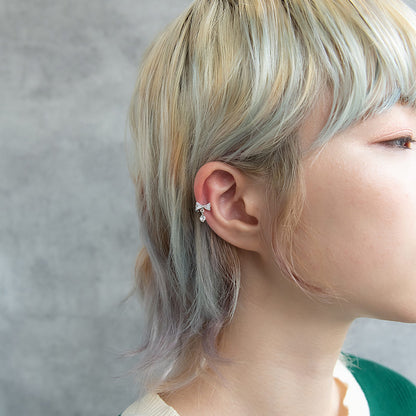 ボディピアス キュービックジルコニア リボン 下がり ストレートバーベル ネジ式 サージカルステンレス 18G 【1個販売】
