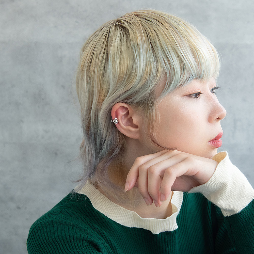 ボディピアス キュービックジルコニア ローズ ストレートバーベル ネジ式 サージカルステンレス 18G 【1個販売】