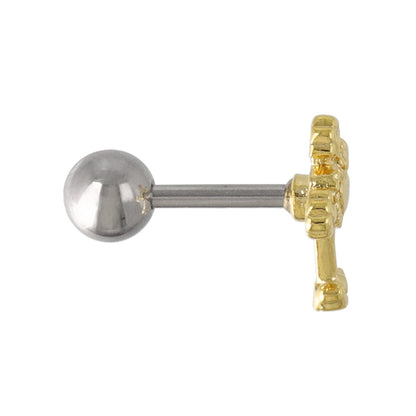 ボディピアス クロス ハート ストレートバーベル ネジ式 サージカルステンレス 18G 【1個販売】