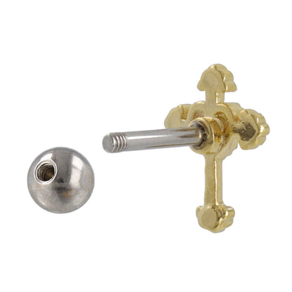 ボディピアス クロス ハート ストレートバーベル ネジ式 サージカルステンレス 18G 【1個販売】