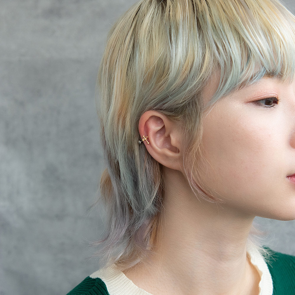 ボディピアス クロス ハート ストレートバーベル ネジ式 サージカルステンレス 18G 【1個販売】