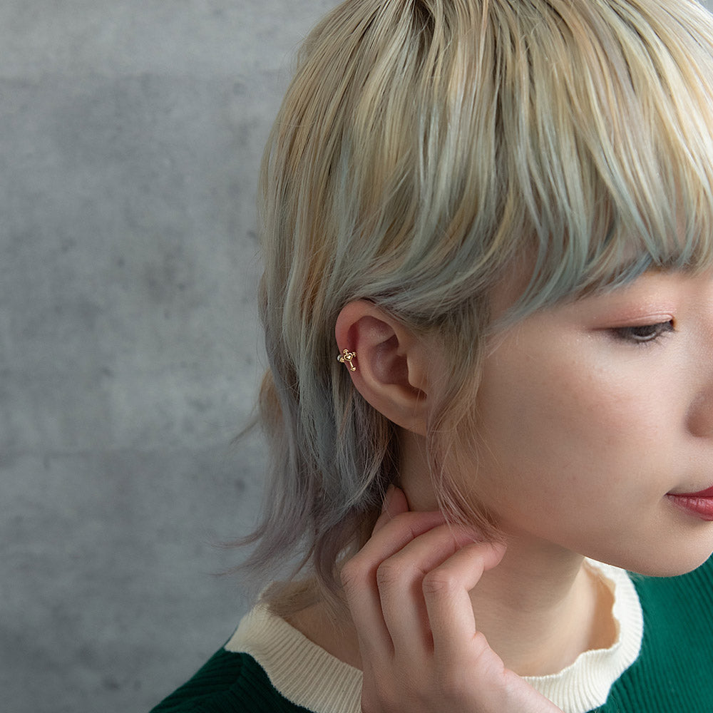 ボディピアス クロス ハート ストレートバーベル ネジ式 サージカルステンレス 18G 【1個販売】