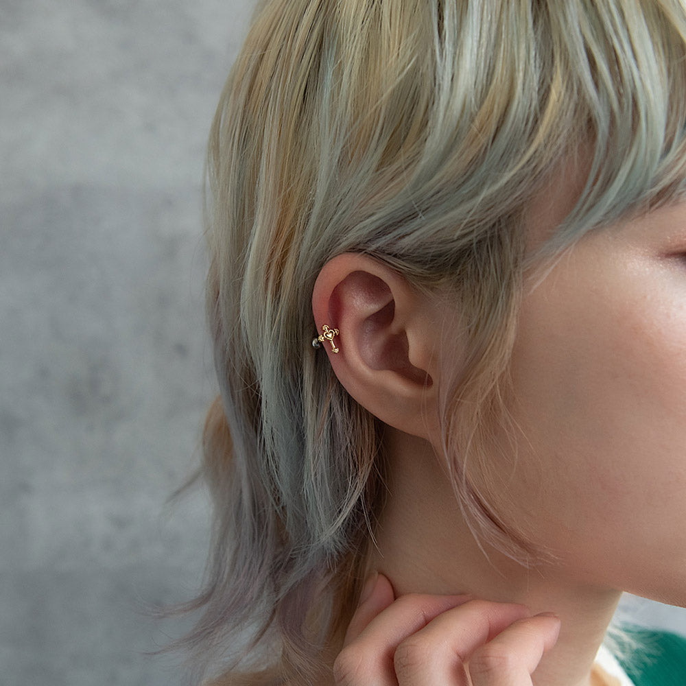 ボディピアス クロス ハート ストレートバーベル ネジ式 サージカルステンレス 18G 【1個販売】