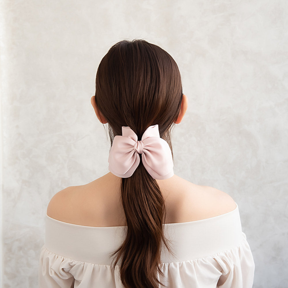 ヘアクリップ ダブル リボン カラー 無地 バンスクリップ