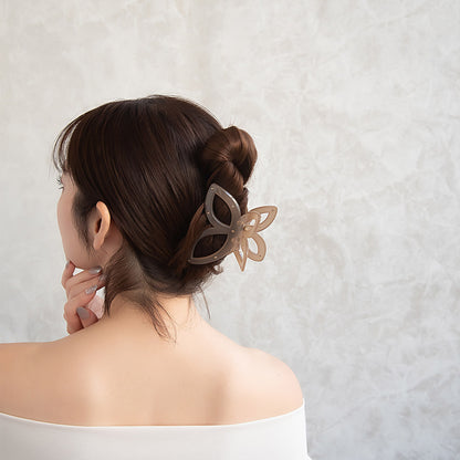 ヘアクリップ 透かし 花 フラワー カラー ストーン ドット ビッグ バンスクリップ