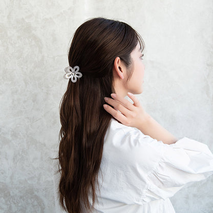 ヘアクリップ フラワー 花 ラメ パール ストーン ビーズ ミニ バンスクリップ