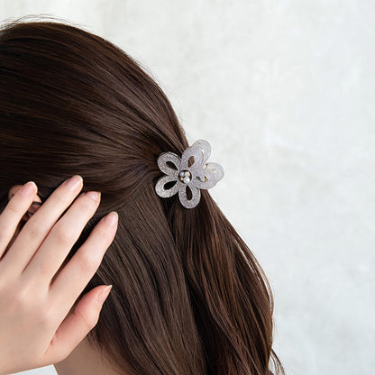 ヘアクリップ フラワー 花 ラメ パール ストーン ビーズ ミニ バンスクリップ