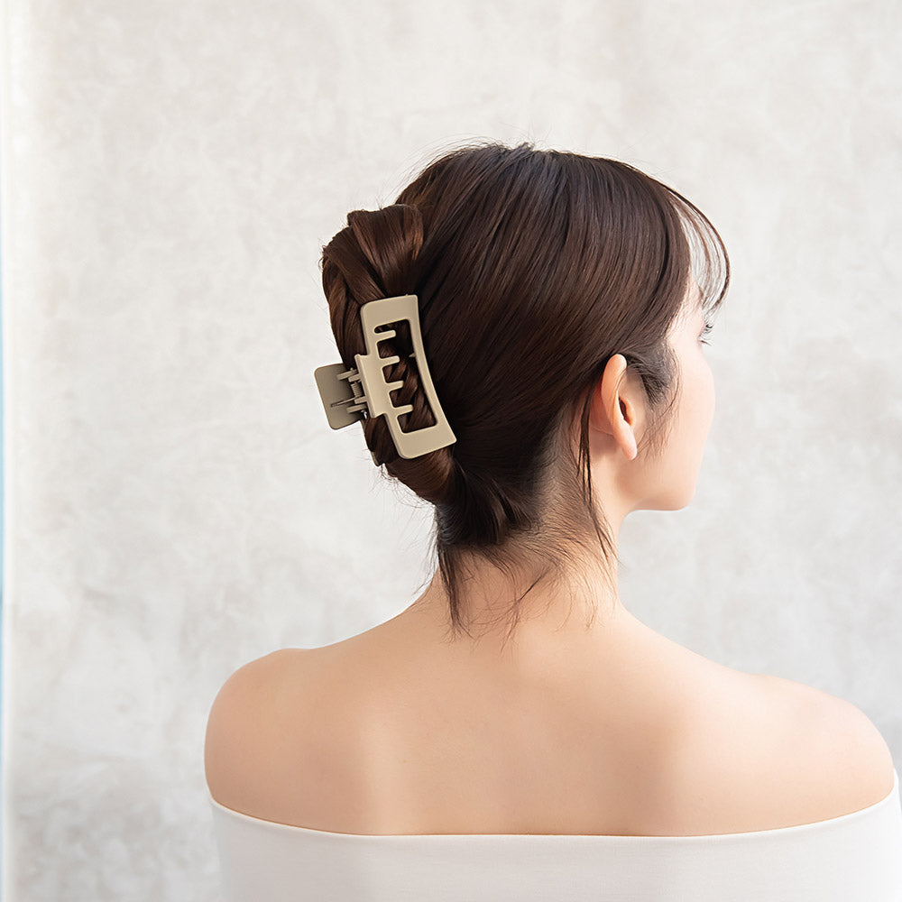 ヘアクリップ レクタングル マットカラー 85mm 2層 バンスクリップ