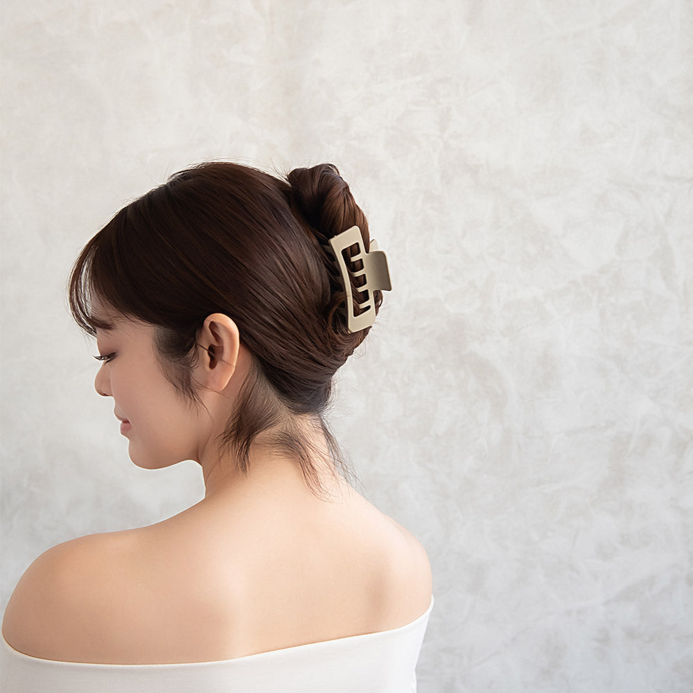 ヘアクリップ レクタングル マットカラー 85mm 2層 バンスクリップ