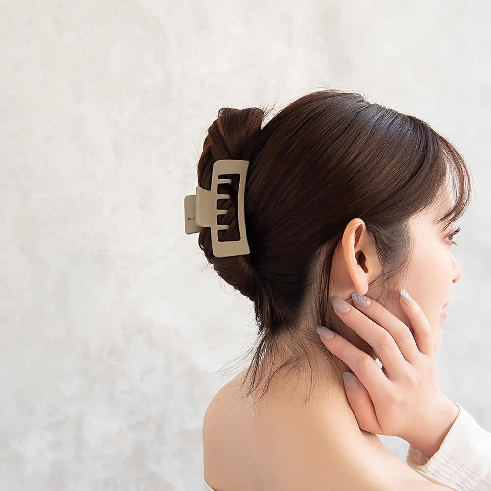 ヘアクリップ レクタングル マットカラー 85mm 2層 バンスクリップ