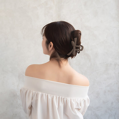 ヘアクリップ スリム リボン ベーシック マットカラー バンスクリップ