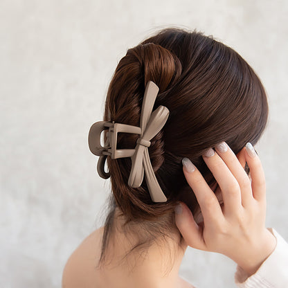 ヘアクリップ スリム リボン ベーシック マットカラー バンスクリップ
