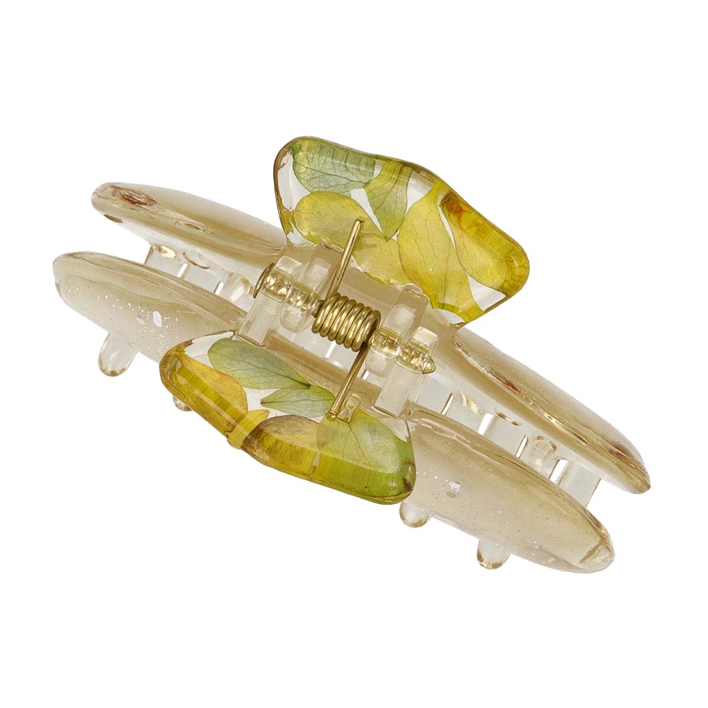 ヘアクリップ Jewel epo ドライフラワー 花 ラメ クリア マーブル カラー バンスクリップ