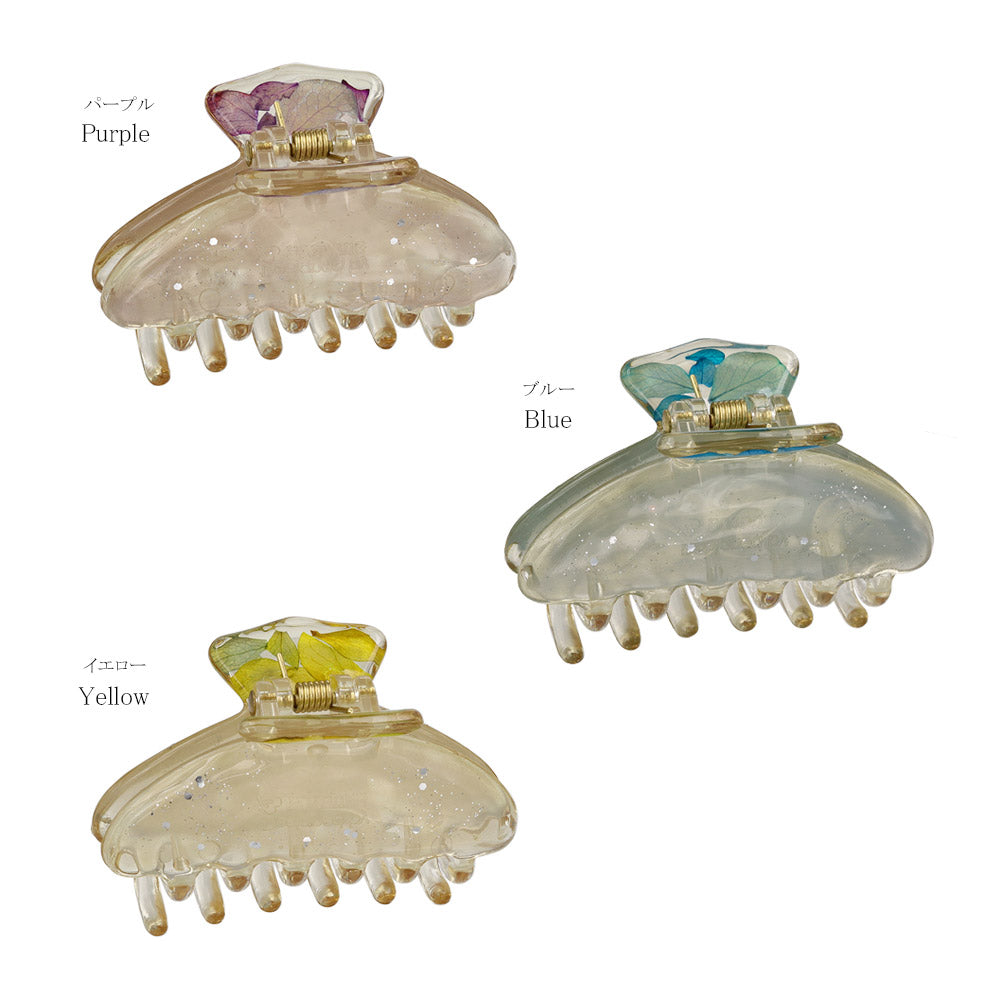 ヘアクリップ Jewel epo ドライフラワー 花 ラメ クリア マーブル カラー バンスクリップ