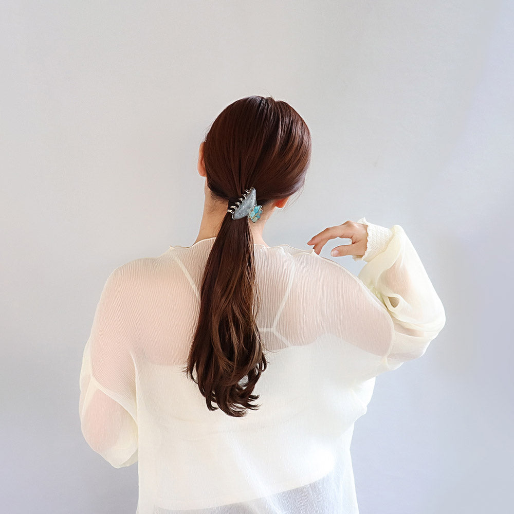 ヘアクリップ Jewel epo ドライフラワー 花 ラメ クリア マーブル カラー バンスクリップ