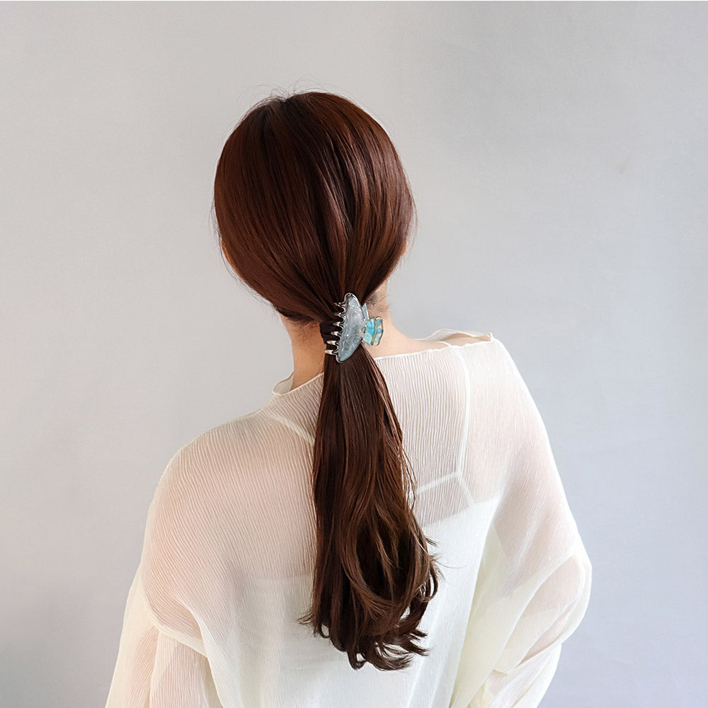 ヘアクリップ Jewel epo ドライフラワー 花 ラメ クリア マーブル カラー バンスクリップ