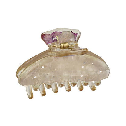 ヘアクリップ Jewel epo ドライフラワー 花 ラメ クリア マーブル カラー バンスクリップ