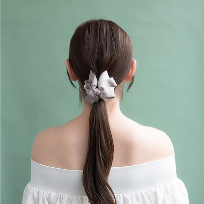 ヘアクリップ ボリューム レイヤード ループ グログラン リボン ストーン カラー バンスクリップ