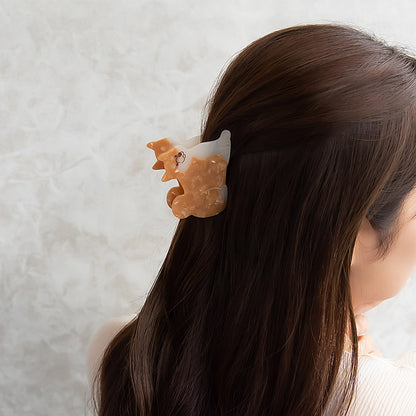 ヘアクリップ いぬ 犬 柴犬 しばいぬ 伏せ 動物 アニマル マーブル バンスクリップ