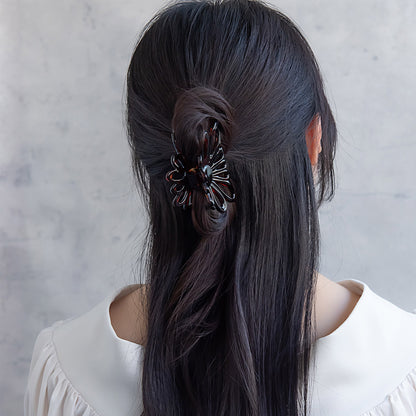 ヘアクリップ フラワー 花 透かし ベーシックカラー バンスクリップ