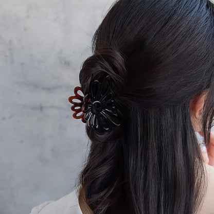 ヘアクリップ フラワー 花 透かし ベーシックカラー バンスクリップ