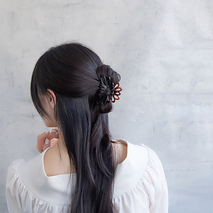 ヘアクリップ フラワー 花 透かし ベーシックカラー バンスクリップ