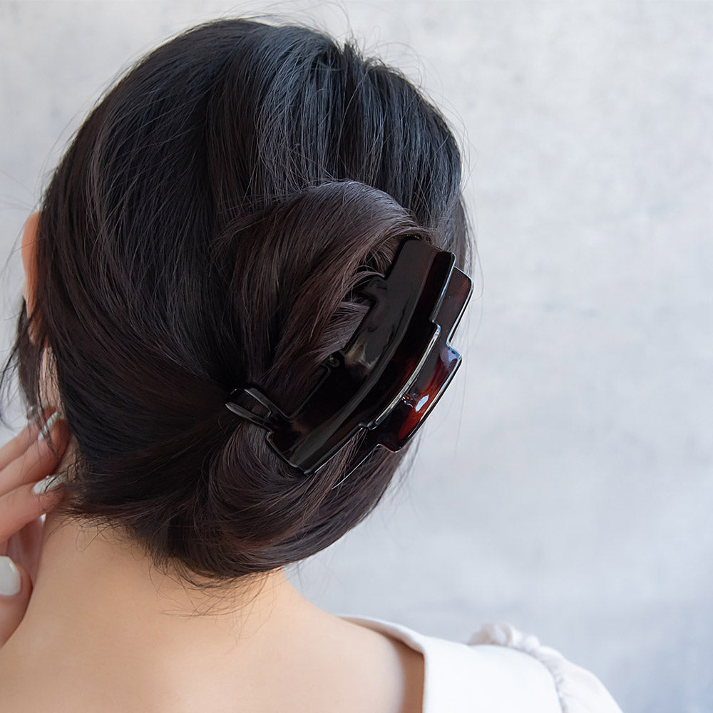 ヘアクリップ レクタングル 足長 シンプル ベーシック カラー 薄型 バンスクリップ