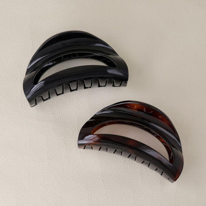 ヘアクリップ ハーフサークル 半月型 中抜き 88mm シンプル ベーシック カラー バンスクリップ