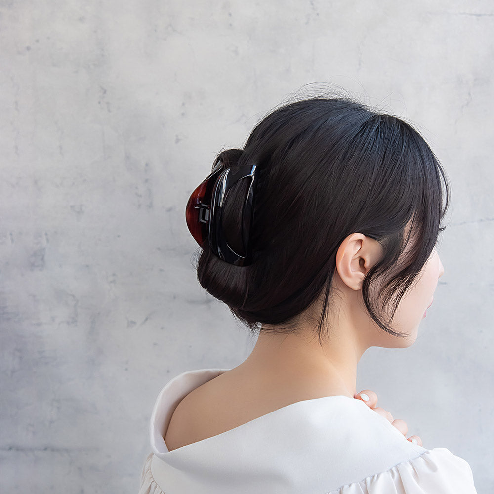 ヘアクリップ ハーフサークル 半月型 中抜き 88mm シンプル ベーシック