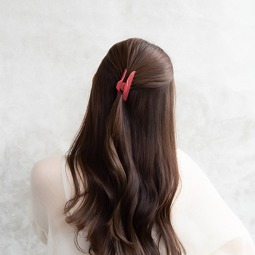 ヘアクリップ トライアングル くすみ カラー 70mm 薄型 バンスクリップ