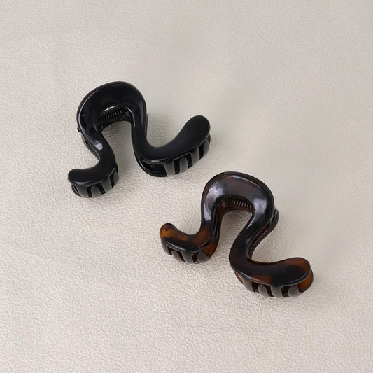 ヘアクリップ ウェーブ ライン マーブル ベーシックカラー 57mm バンスクリップ