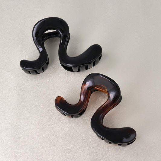 ヘアクリップ ウェーブ ライン ベーシックカラー 110mm ビッグ バンスクリップ
