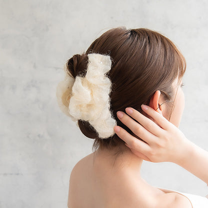 ヘアクリップ ボリューム フリル パール バンスクリップ