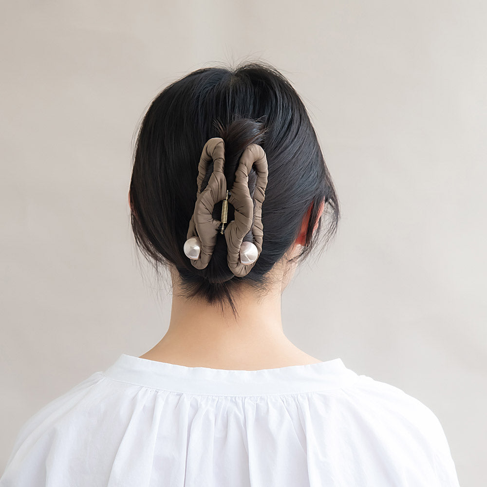 ヘアクリップ フレーム ビックパール バンスクリップ