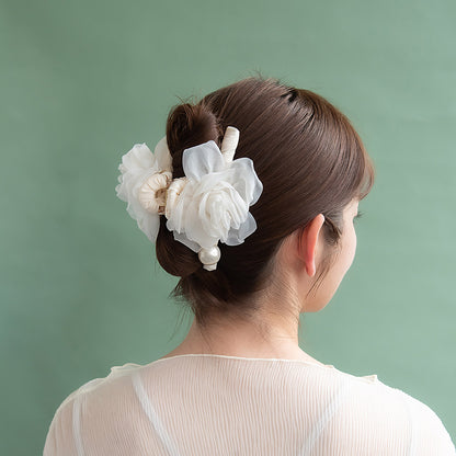 ヘアクリップ シアー ローズ パール バンスクリップ