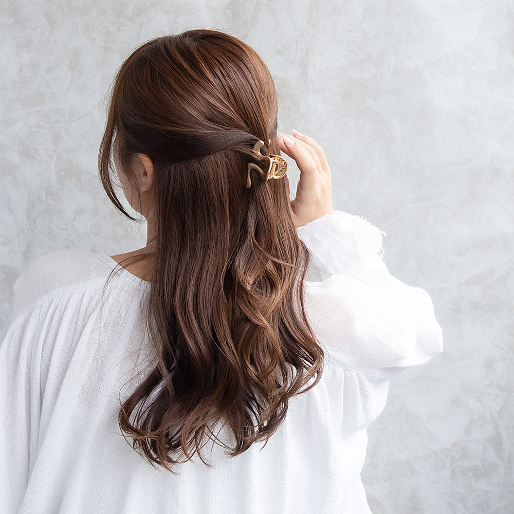 ヘアクリップ マット メタル ウェーブ ライン バンスクリップ