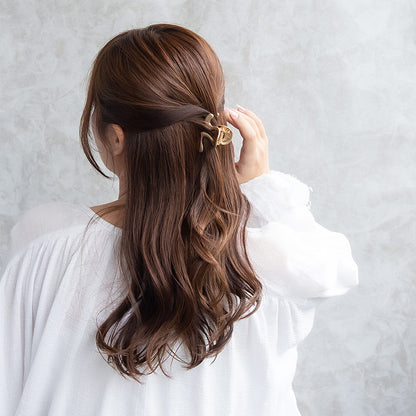 ヘアクリップ マット メタル ウェーブ ライン バンスクリップ