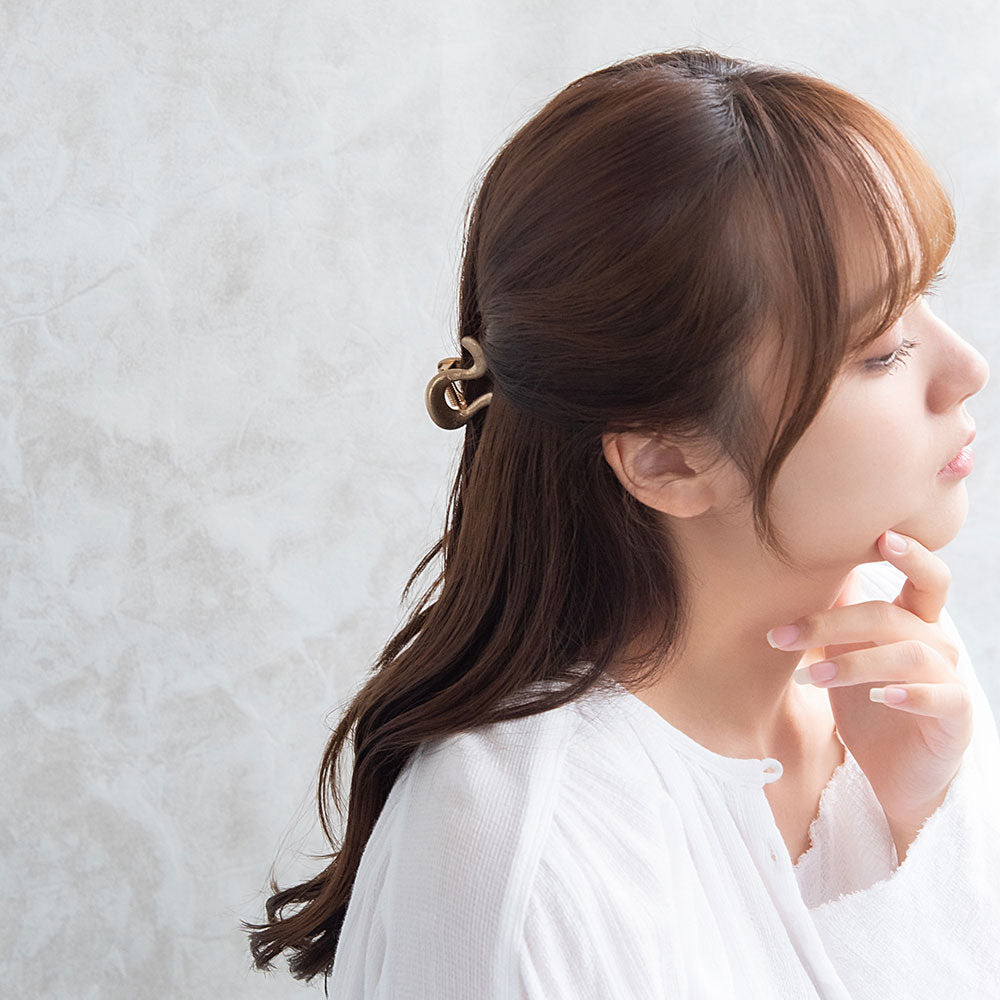ヘアクリップ マット メタル ウェーブ ライン バンスクリップ