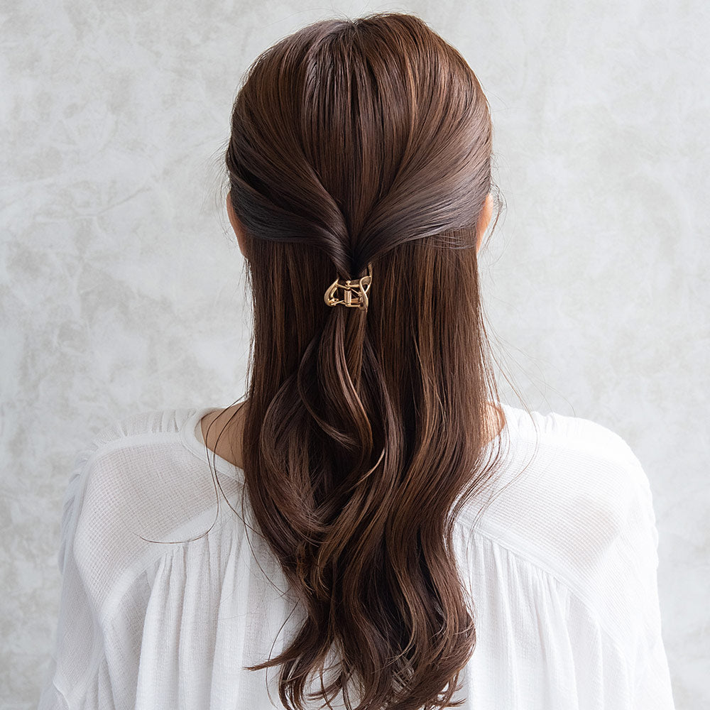 ヘアクリップ マット メタル ウェーブ ライン ロール バンスクリップ