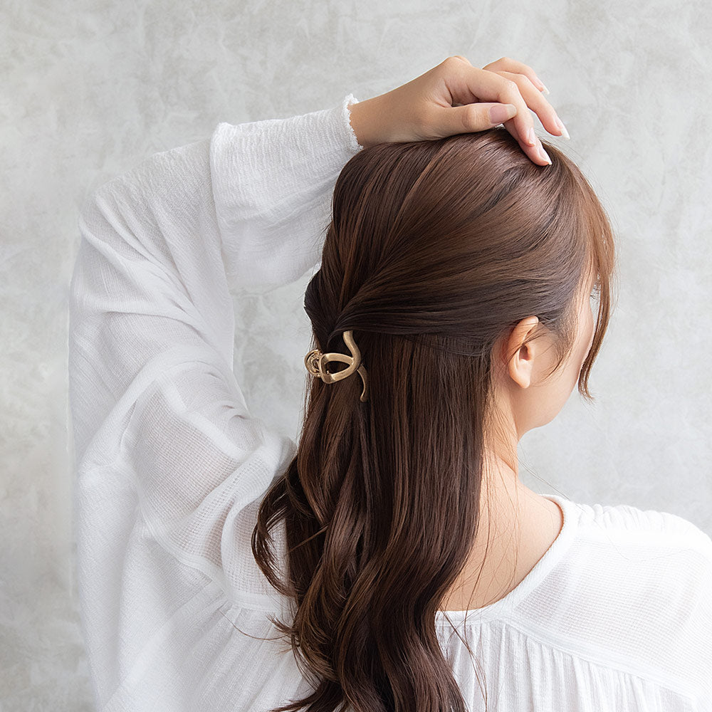 ヘアクリップ マット メタル ウェーブ ライン ロール バンスクリップ