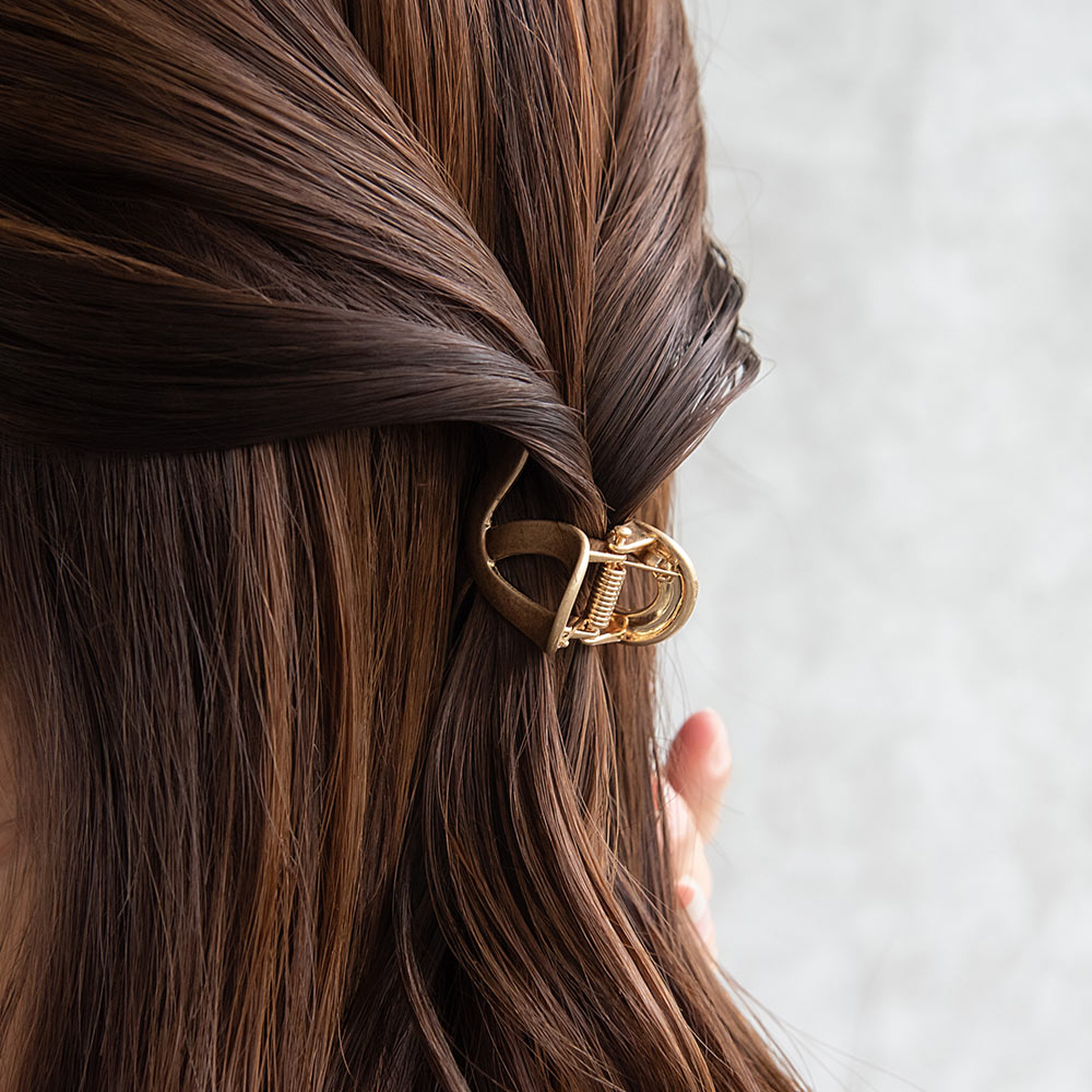 ヘアクリップ マット メタル ウェーブ ライン ロール バンスクリップ