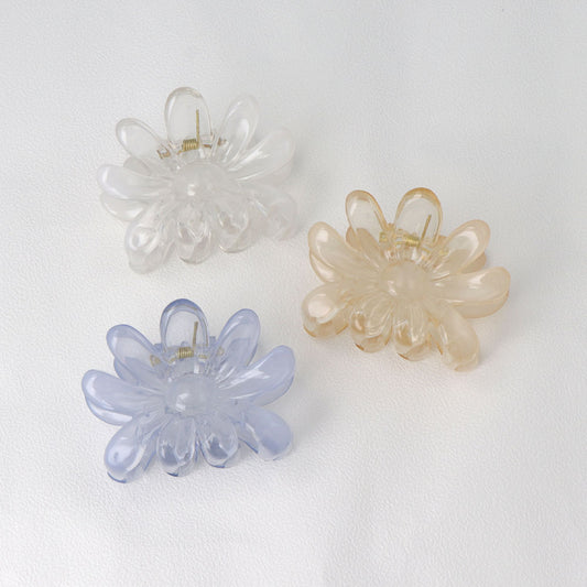 ヘアクリップ クリア カラー フラワー 67mm バンスクリップ
