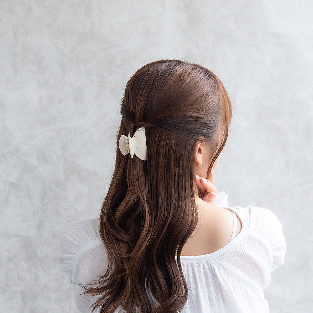 ヘアクリップ カラフル ミニ ストーン ドット ランダム バンスクリップ