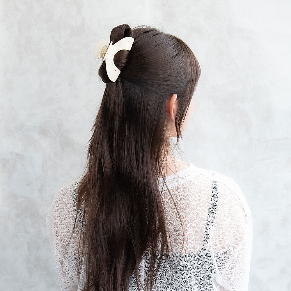 ヘアクリップ カラフル ミニ ストーン ドット ランダム アーチ バンス